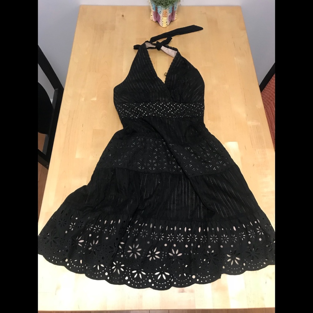 Elegant Black halter dress 100% cotton size 0